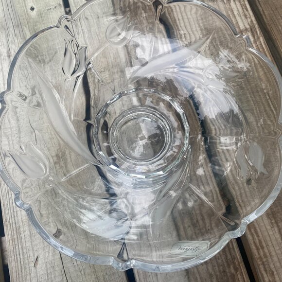 GORHAM Leaded Crystal TULIP Bouquet Footed Bowl Dining Kitchen Ware - Picture 3 of 4